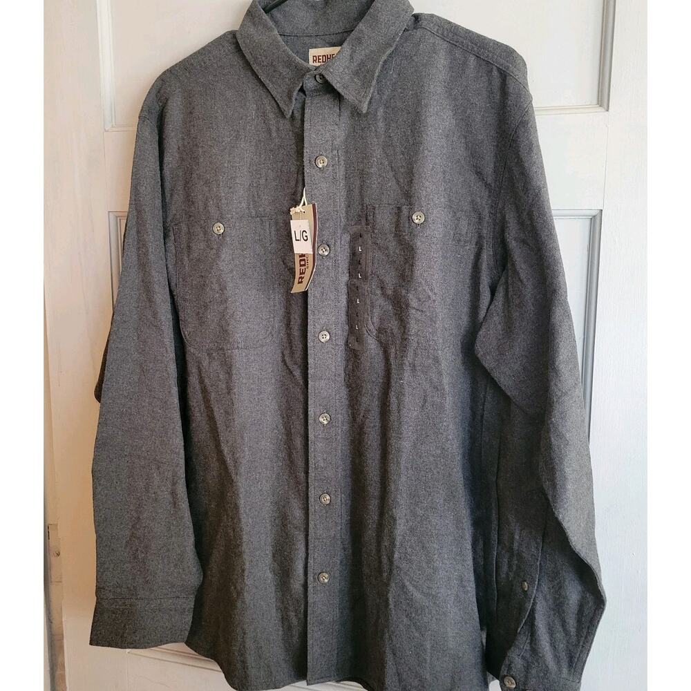 Readhead Mens Sz. L Bass Pro Shop LS Gray Shirt Workwear Ranch 100% Cotton NWT